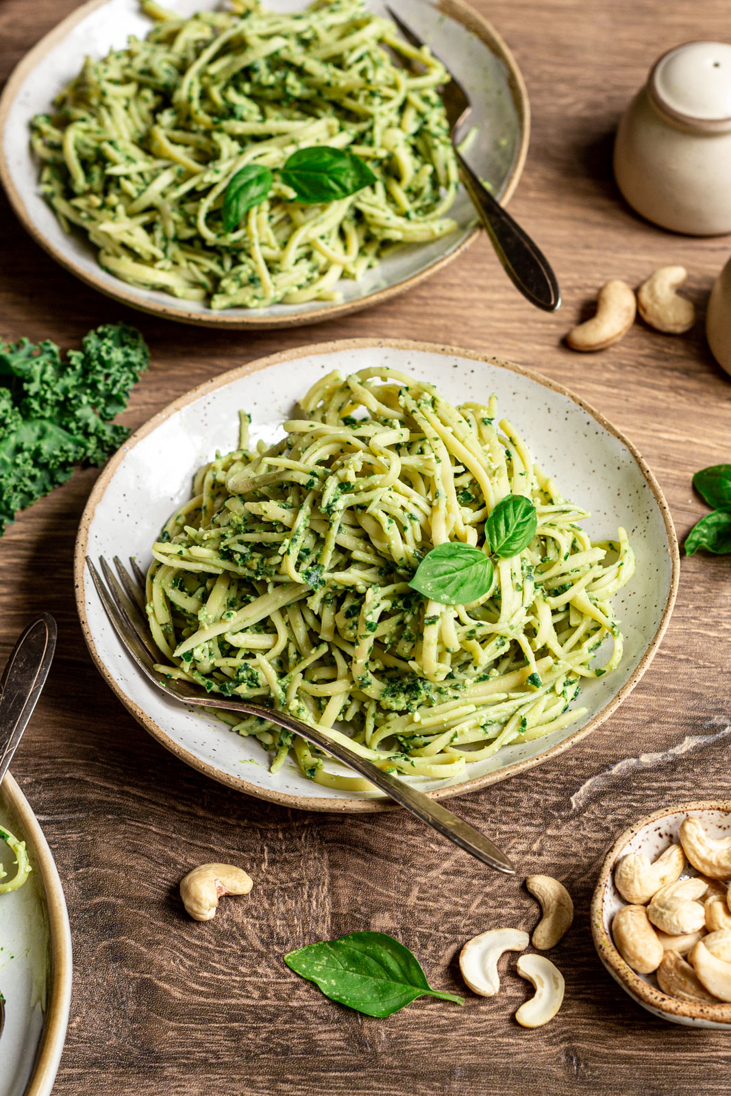 Vegan Kale Cashew and Basil Pesto Pasta